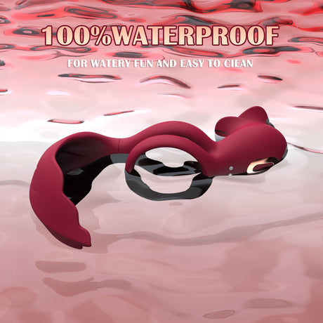 Red Romantic Rose Dual Motor Vibrating Couples Pleasure Ring - Rechargeable Silicone Enhancer