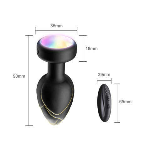 Red Luminous LED Vibrating Anal Plug with Wireless Remote - 10 Speeds, 7 Light Modes, Waterproof Silicone