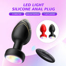 Red Luminous LED Vibrating Anal Plug with Wireless Remote - 10 Speeds, 7 Light Modes, Waterproof Silicone