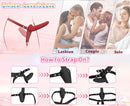 Black Versatile Unisex Dual-Ended Silicone Strap-On Dildo with Adjustable Leather Harness for Couples & Solo Play