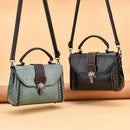 Black Elegant Women's PU Leather Top Handle Satchel - Versatile Crossbody Bag with Classic Clasp & Braided Detail