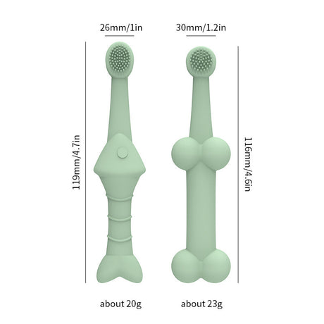 6 x Silicone Pet Toothbrush (3 Fish shape and 3 Bone shape) Blue Gentle Food-Grade Silicone Pet Toothbrush - Promotes Healthy Teeth & Gums for Dogs & Cats