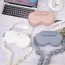 Pink Chic PU Leather Crossbody Storage Bag for Apple AirPods Max - Protective Case with Ruched Fabric Strap & Top Handle