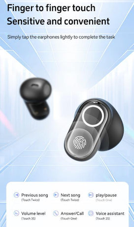 Beige Feather-Light TWS Earbuds - Bluetooth 5.4, Hi-Fi Sound, LED Display Case, 60H+ Playtime, Touch Control