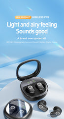 Purple Feather-Light TWS Earbuds - Bluetooth 5.4, Hi-Fi Sound, LED Display Case, 60H+ Playtime, Touch Control