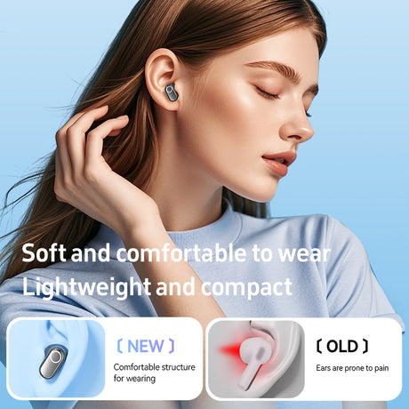 Purple Feather-Light TWS Earbuds - Bluetooth 5.4, Hi-Fi Sound, LED Display Case, 60H+ Playtime, Touch Control