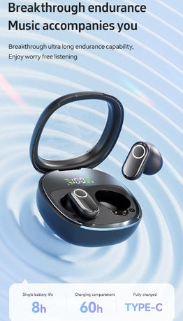 Purple Feather-Light TWS Earbuds - Bluetooth 5.4, Hi-Fi Sound, LED Display Case, 60H+ Playtime, Touch Control