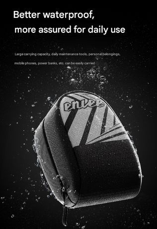 Black Compact Bike Saddle Bag - Quick-Release Water-Resistant Tail Pouch with Reflective Accents
