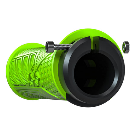 Black Ergonomic Lock-On Bike Grips - Anti-Slip TPR Rubber, Alloy Rings & Plugs for MTB & Commuter Bikes