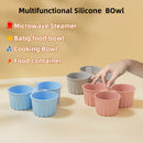 2 Pcs Grey 3-Compartment Silicone Bowl - BPA-Free, Microwave & Air Fryer Safe for Eggs, Baking & Food Storage