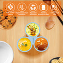 2 Pcs Grey 3-Compartment Silicone Bowl - BPA-Free, Microwave & Air Fryer Safe for Eggs, Baking & Food Storage
