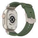 Olive Green Rugged Tactical Silicone Strap for Apple Watch Ultra & Series - Heavy-Duty Metal Clasp