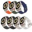 Beige Rugged Tactical Silicone Strap for Apple Watch Ultra & Series - Heavy-Duty Metal Clasp