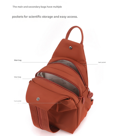 Orange Versatile Women's Convertible Mini Backpack & Sling Bag - Stylish Anti-Theft Oxford Cloth Daypack, Fits 9.7in iPad