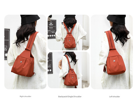 Orange Versatile Women's Convertible Mini Backpack & Sling Bag - Stylish Anti-Theft Oxford Cloth Daypack, Fits 9.7in iPad