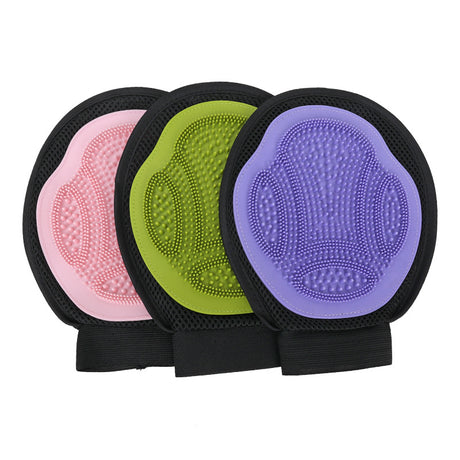 Pink 3-Pack Gentle Pet Grooming Glove - Deshedding, Bathing & Massage Mitt for Dogs & Cats, Breathable & Adjustable