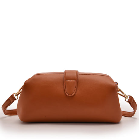 Brown Chic Vintage Inspired PU Leather Crossbody Bag - Small Frame Doctor Style Purse with Adjustable Strap