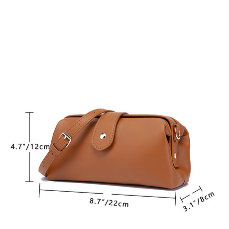Coffee Chic Vintage Inspired PU Leather Crossbody Bag - Small Frame Doctor Style Purse with Adjustable Strap