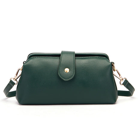 Dark Green Chic Vintage Inspired PU Leather Crossbody Bag - Small Frame Doctor Style Purse with Adjustable Strap