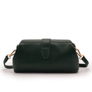 Dark Green Chic Vintage Inspired PU Leather Crossbody Bag - Small Frame Doctor Style Purse with Adjustable Strap