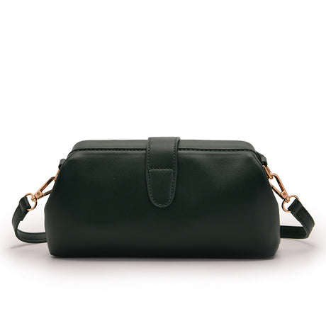 Dark Green Chic Vintage Inspired PU Leather Crossbody Bag - Small Frame Doctor Style Purse with Adjustable Strap