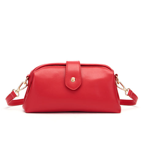 Red Chic Vintage Inspired PU Leather Crossbody Bag - Small Frame Doctor Style Purse with Adjustable Strap