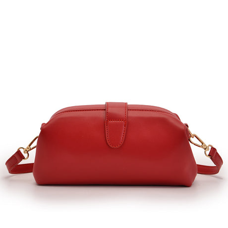 Red Chic Vintage Inspired PU Leather Crossbody Bag - Small Frame Doctor Style Purse with Adjustable Strap