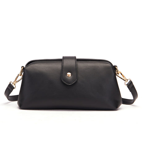 Black Chic Vintage Inspired PU Leather Crossbody Bag - Small Frame Doctor Style Purse with Adjustable Strap