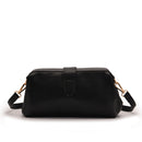 Black Chic Vintage Inspired PU Leather Crossbody Bag - Small Frame Doctor Style Purse with Adjustable Strap