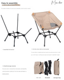 Black Lightweight Portable Camping Chair - Adjustable Height Folding Moon Chair with Breathable Mesh & Carry Bag for Outdoor, Beach, Fishing