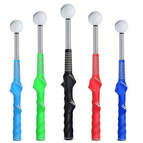 Black Pro Golf Swing Trainer - Extendable with Audible Click & Corrective Grip Aid