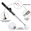 Black Pro Golf Swing Trainer - Extendable with Audible Click & Corrective Grip Aid