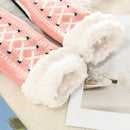 2 Pcs Grey Women's Ultra Soft Sherpa Lined Slipper Socks - Cozy Warm Non-Slip Gripper Home Socks