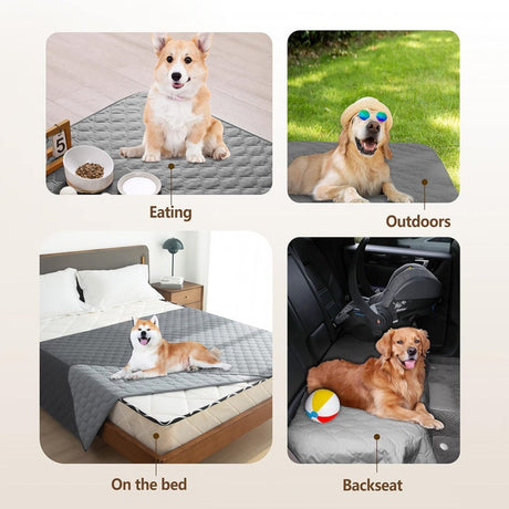 Grey 2-Sided Waterproof Pet Sofa Cover - Dog Bed Protector Blanket for Furniture, Couches & Car Seats (130x200cm, Machine Washable)