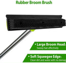 Green and Silver Versatile Pet Hair Remover Rubber Broom & Squeegee - 125cm Adjustable Stainless Steel Handle for Carpets, Floors & Windows