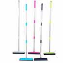 Pink and Silver Versatile Pet Hair Remover Rubber Broom & Squeegee - 125cm Adjustable Stainless Steel Handle for Carpets, Floors & Windows