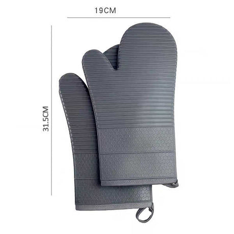Red Premium Heat Resistant Silicone Oven Mitts (Pair) - Non-Slip Grip, Cotton Lined for Kitchen Baking, Grilling & BBQ