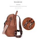 Black Chic Women's PU Leather Convertible Backpack - Anti-Theft Design, Multi-Pocket Shoulder Bag with Tassel