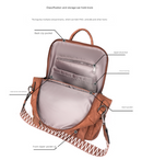Blue Chic Women's PU Leather Convertible Backpack - Anti-Theft Design, Multi-Pocket Shoulder Bag with Tassel