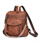 Pink Chic Women's PU Leather Convertible Backpack - Anti-Theft Design, Multi-Pocket Shoulder Bag with Tassel