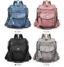Grey Chic Women's PU Leather Convertible Backpack - Anti-Theft Design, Multi-Pocket Shoulder Bag with Tassel
