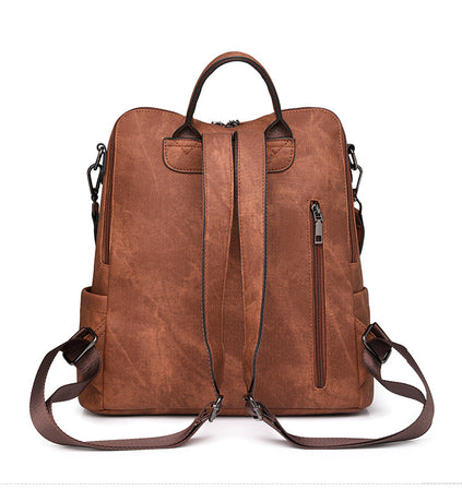 Grey Chic Women's PU Leather Convertible Backpack - Anti-Theft Design, Multi-Pocket Shoulder Bag with Tassel