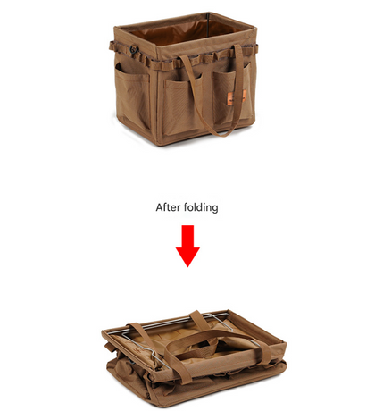 Black Camouflage Heavy Duty Foldable Outdoor Camping Storage Box - Oxford Cloth Collapsible Gear Organizer Tote with Pockets
