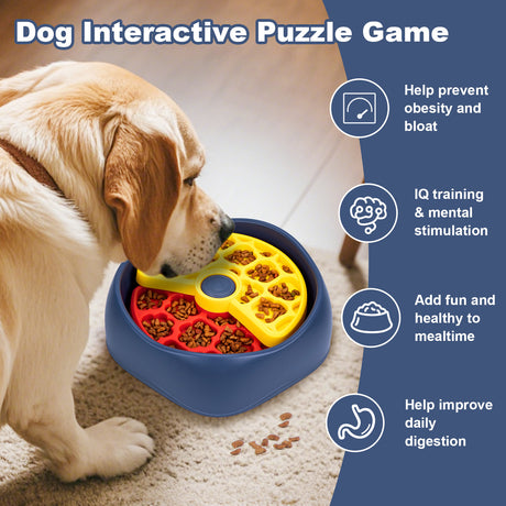 Red,Green and Blue Interactive Dog Puzzle Feeder Bowl - Slow Eating & Mental Stimulation Toy for Small Medium Breeds