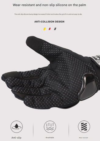 Size 2XL Black Protective Motorcycle Riding Gloves - Hard Knuckle Armour & Touchscreen Fingertips