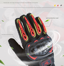 Size 2XL Red and Black Protective Motorcycle Riding Gloves - Hard Knuckle Armour & Touchscreen Fingertips