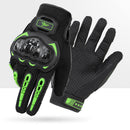 Size 2XL Green and Black Protective Motorcycle Riding Gloves - Hard Knuckle Armour & Touchscreen Fingertips
