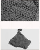 Size L Grey Whimsical Knit Dog Hat with Pom-Pom - Cozy Winter Pet Beanie & Snood