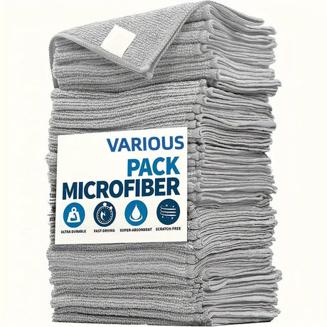 Grey Premium All-Purpose Microfiber Cleaning Cloths (20-Pack) - Ultra Absorbent Grey Towels for Car, Kitchen & Home