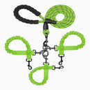 Green 3-in-1 Tangle-Free Dog Leash for 1-3 Dogs - Heavy Duty Bungee Coupler with Reflective Stitching & Padded Handle
